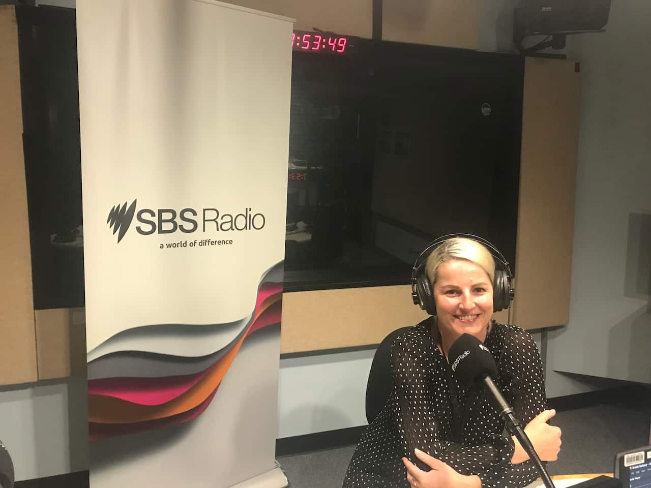 Dr Marina Pajic in the SBS Radio Studio