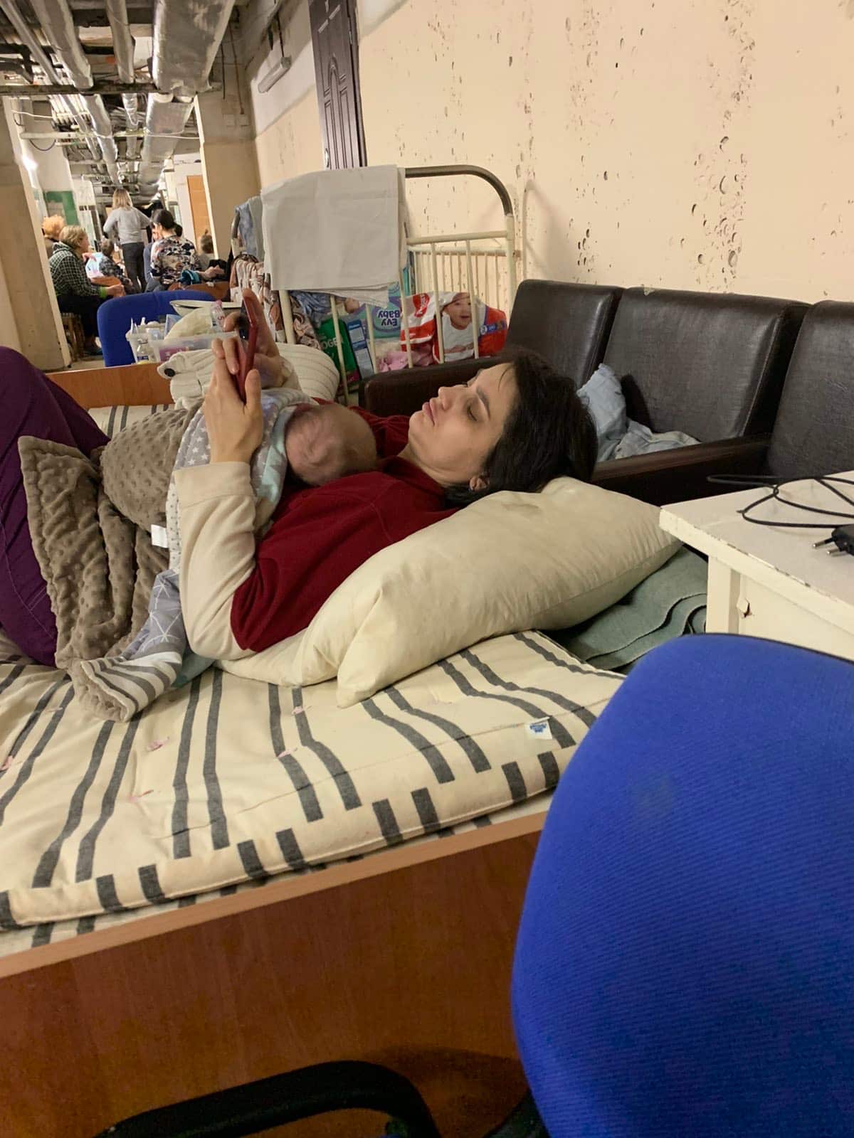 Baby without parents with nurse