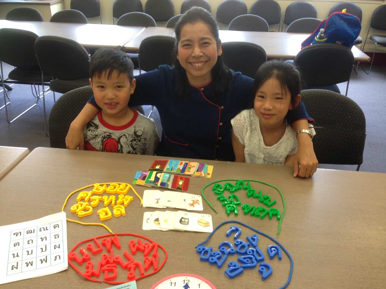 ครูและนักเรียนที่โรงเรียน Thai Central School กับสื่อการสอน