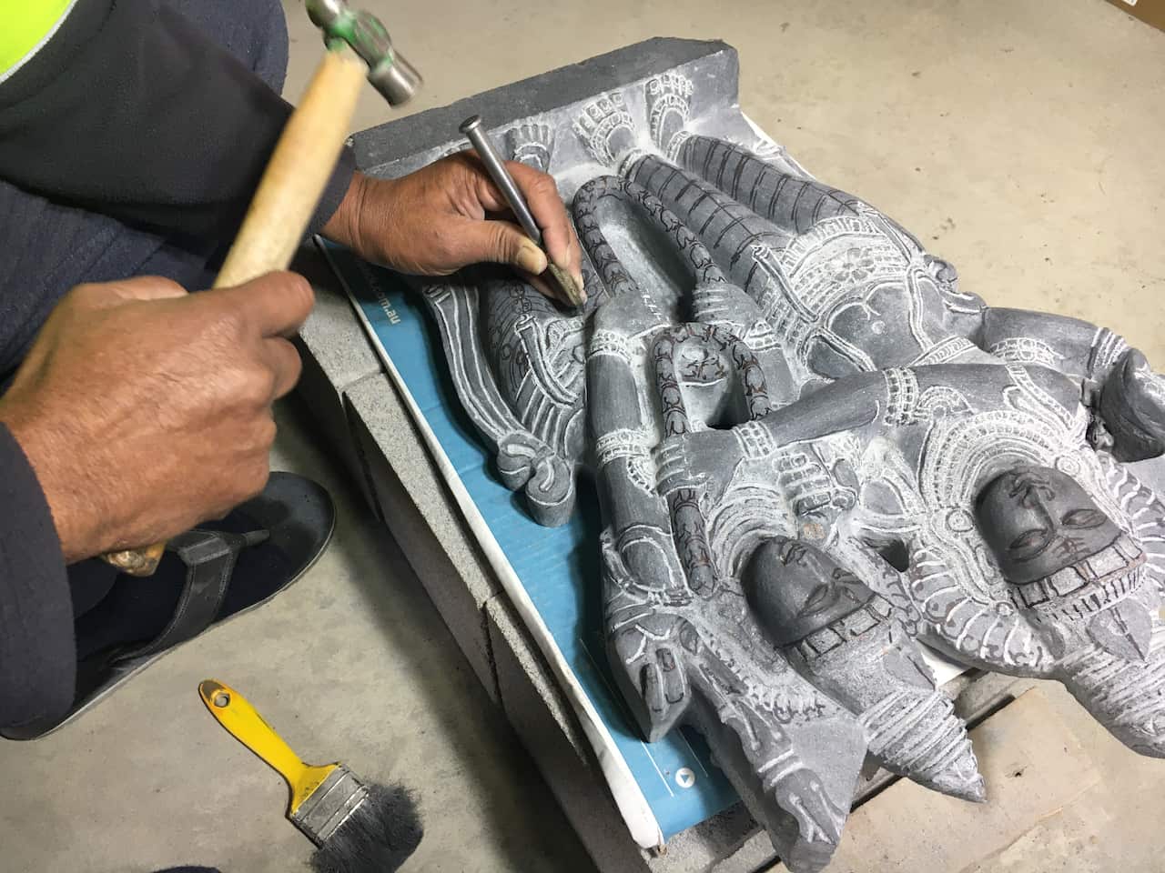 Sculpting the granite stone