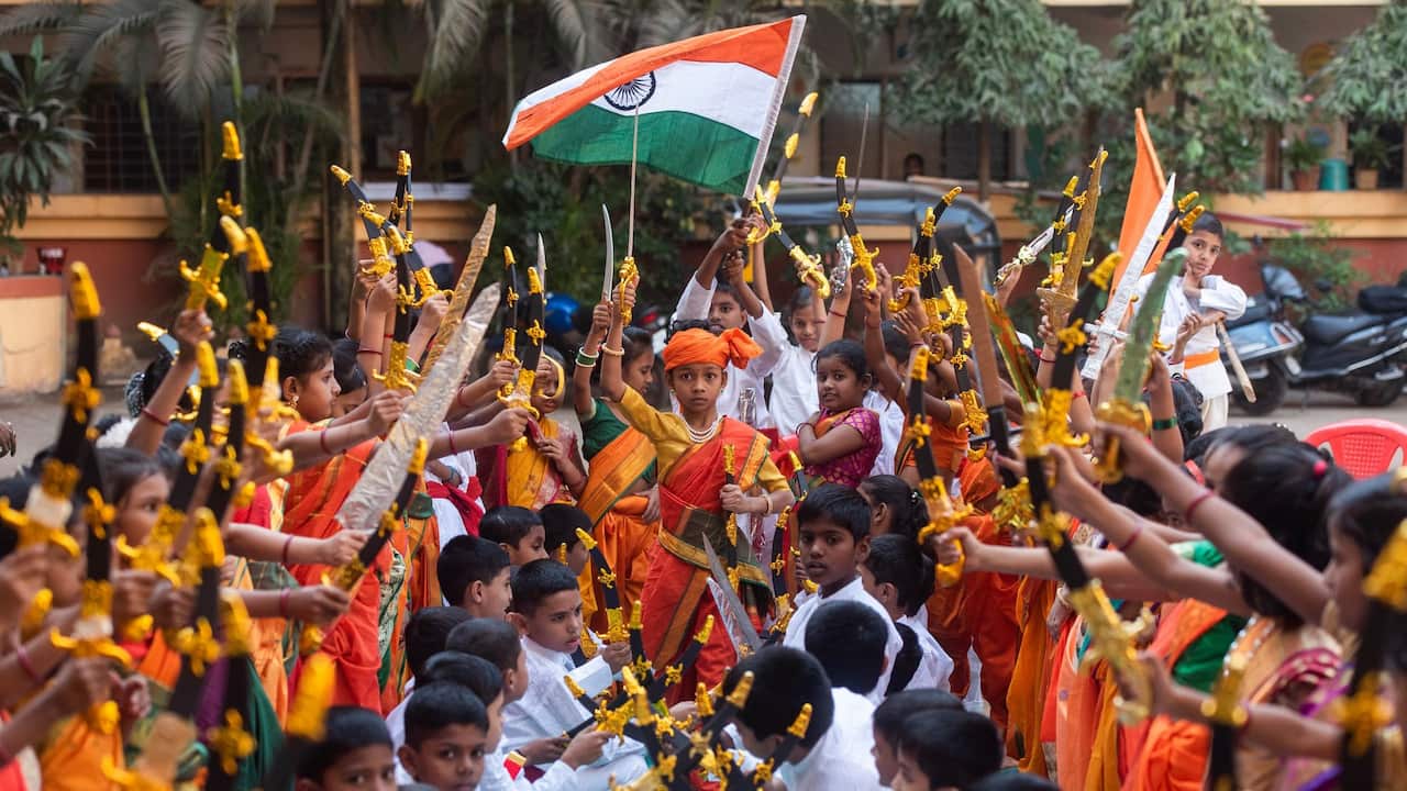School Children Celebrate Republic Day On The Scene Of Jhansi Ki Rani Laxmi Bai