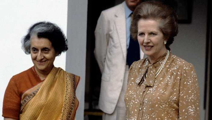 Indira Gandhi with Margaret Thatcher