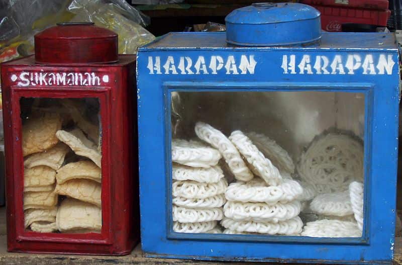 Indonesian deep-fried crackers or kerupuk.
