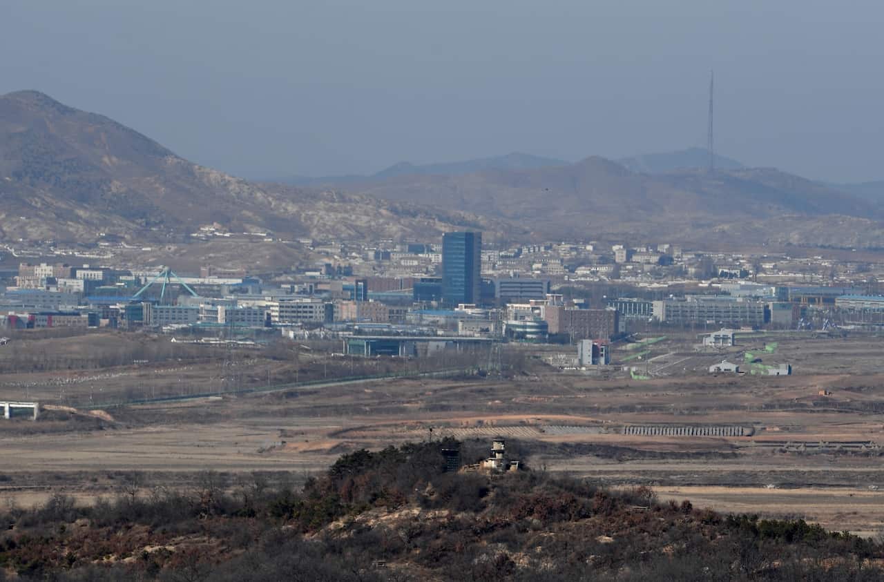 General view of the Kaesong Industrial Complex and town of Kaesong in North Korea seen from the Dora Observatory in the Demilitarized Zone