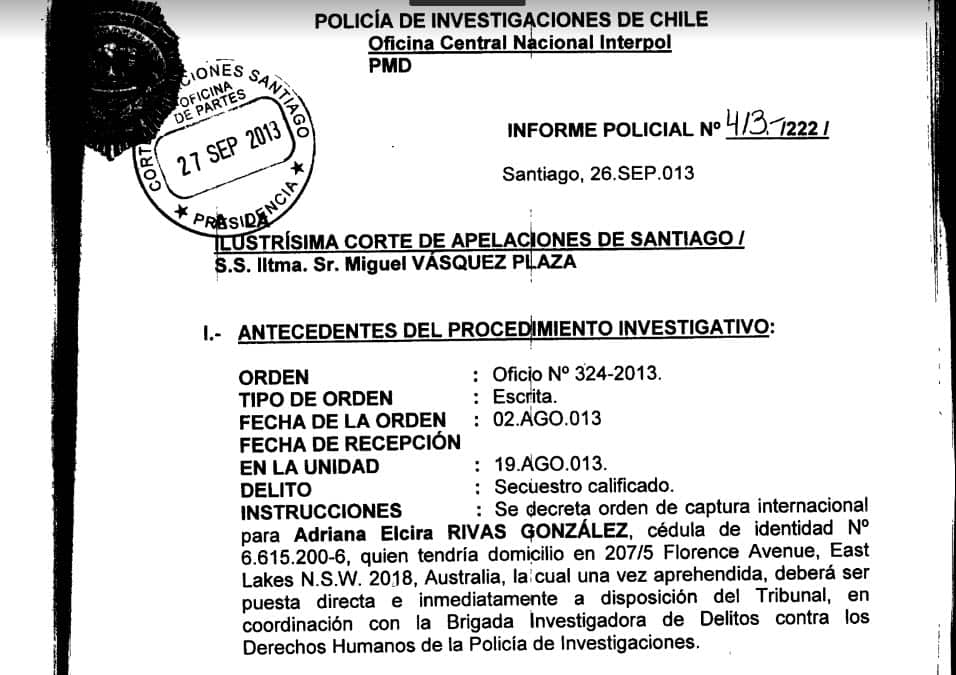 Pedido de captura internacional de Interpol.