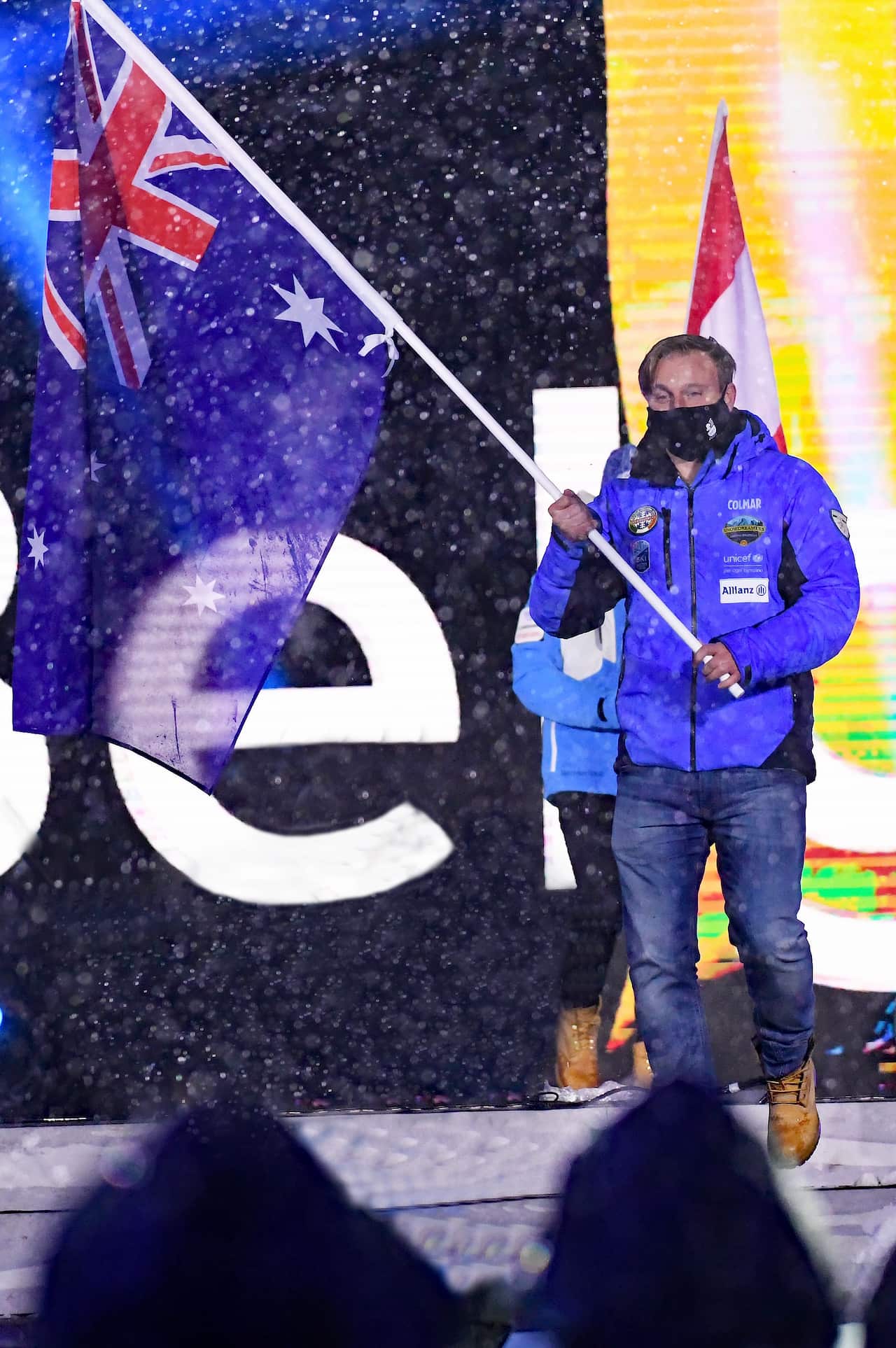 Davide Peterlin portabandiera dell'Australia ai Mondiali di Sci di Cortina 2021.