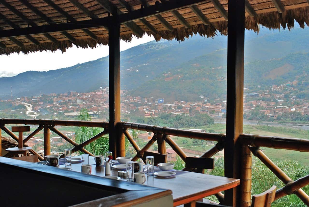 Dining room of the coffee refinery in Caranavi, Bolivia.