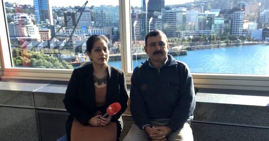 Joginder Singh, with SBS Punjabi's Manpreet K Singh, in Wellington, New Zealand