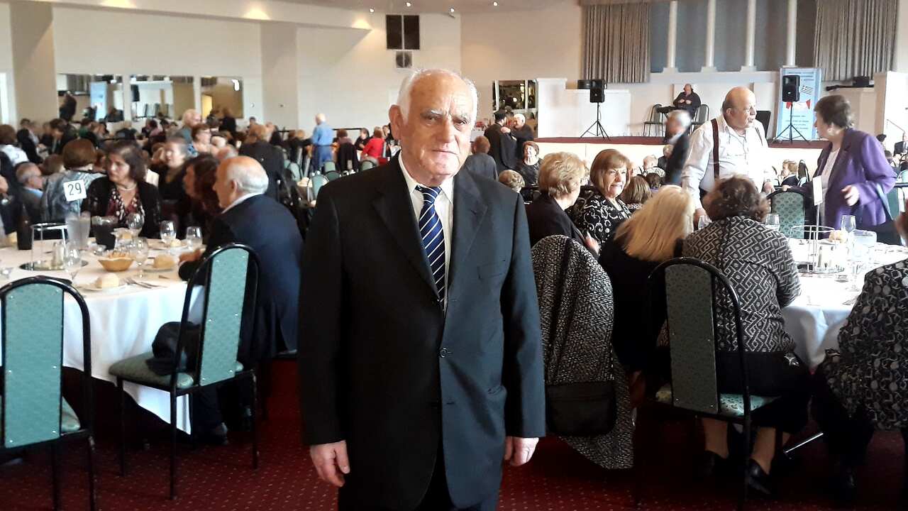 Mr John Kostoulas, president of the Federation of the Greek Elderly Clubs of Melbourne & Victoria at the Federation's Christmas Celebration