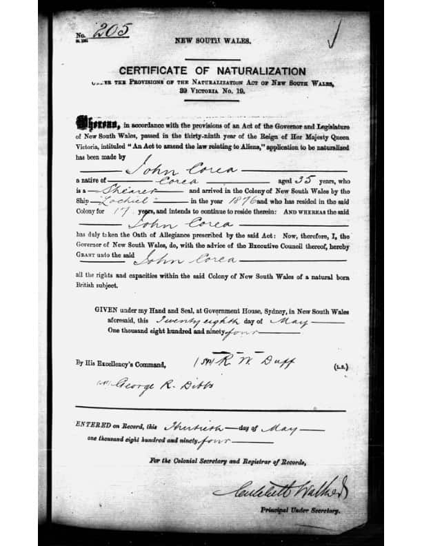 John Corea_Certificate of Naturalization 
