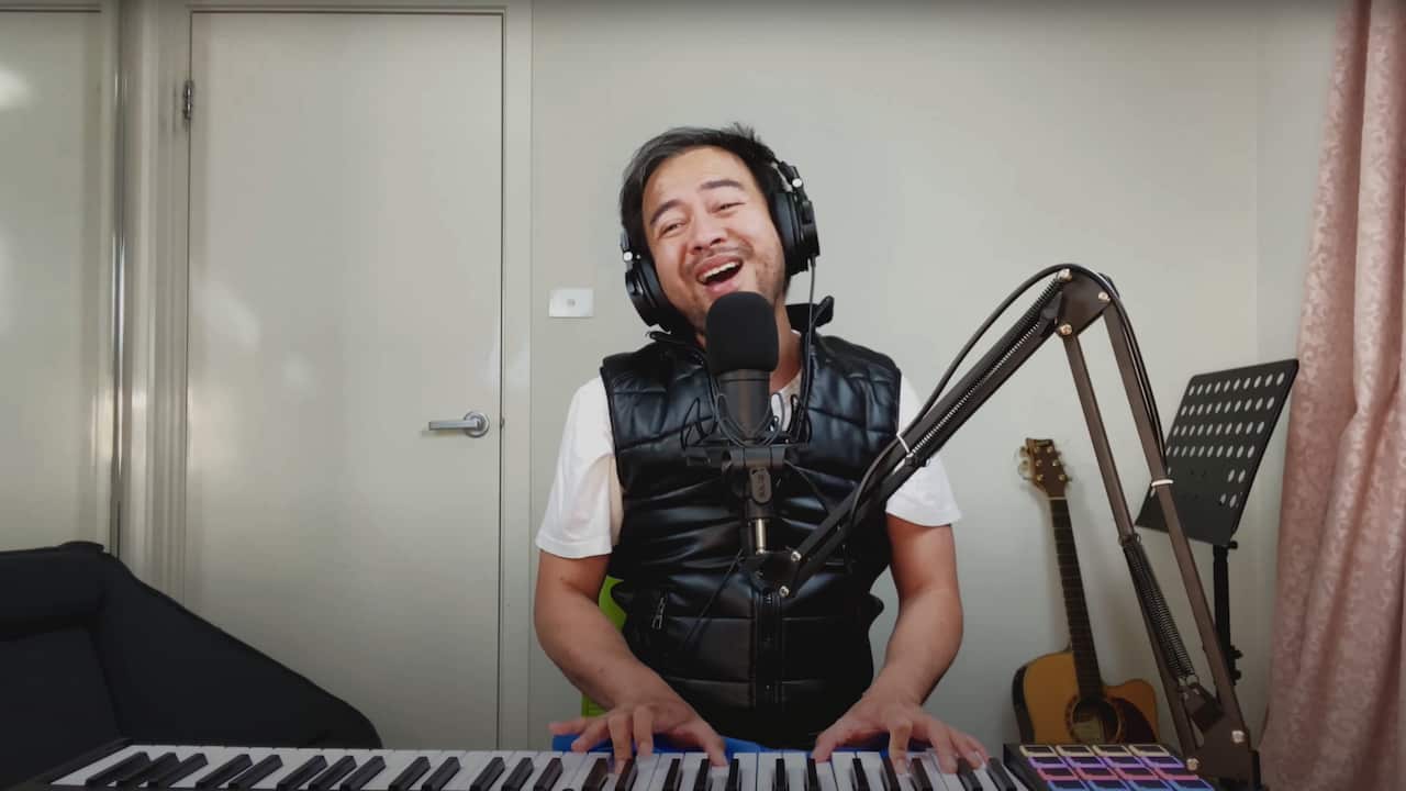 Aspiring artist Jonah Manzano records his original music from his home studio during the pandemic.