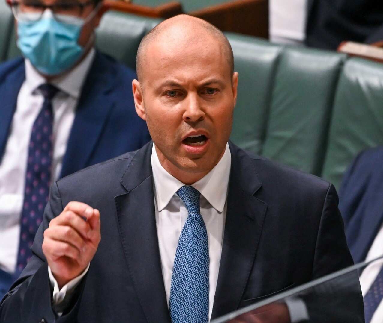 Treasurer Josh Frydenberg delivers the budget in the House of Representatives at Parliament House on March 29, 2022 in Canberra.