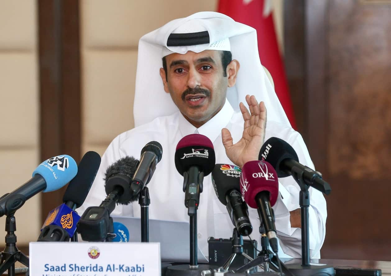 Saad Sherida al-Kaabi, Qatar Minister of Energy and industry talks during a press conference in Doha, Qatar