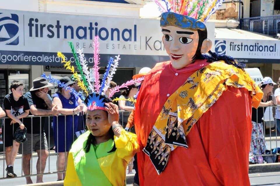 Mimi Hyland joins in the Saint Barbara’s Festival parade