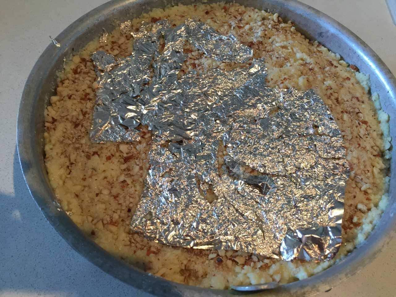 Kalakand ready to cut into squares