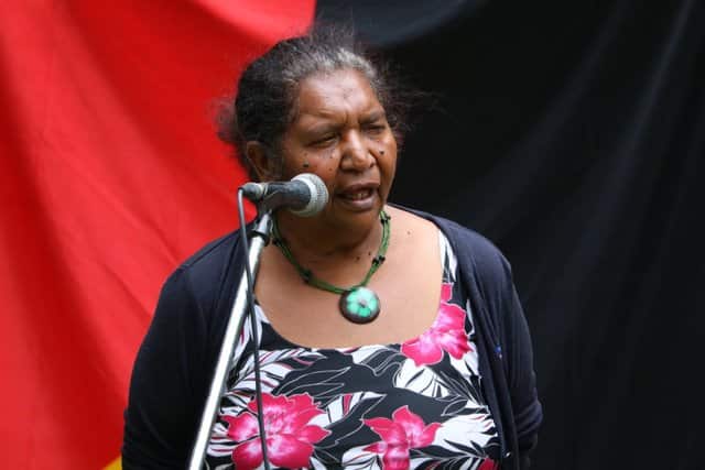  Kukulangi Activist Aunty Karen Fusi. GMAS. Brisbane (Meanjin) memorial for Dundali and First Nations Warriors of Resistance Brisbane PO 050118. 