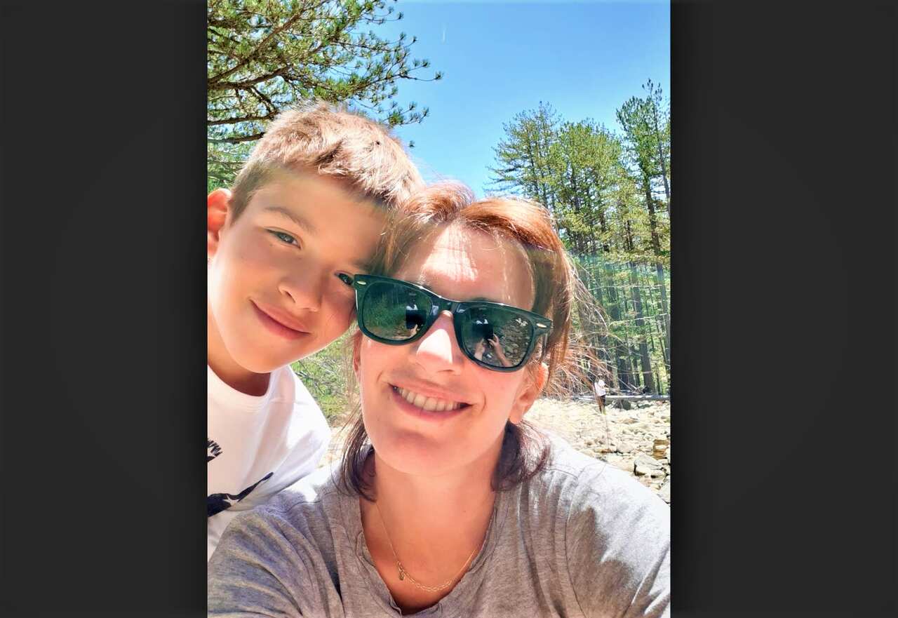 Educator Katerina Drosaki and Kraków's Greek language school student Vasilis. 