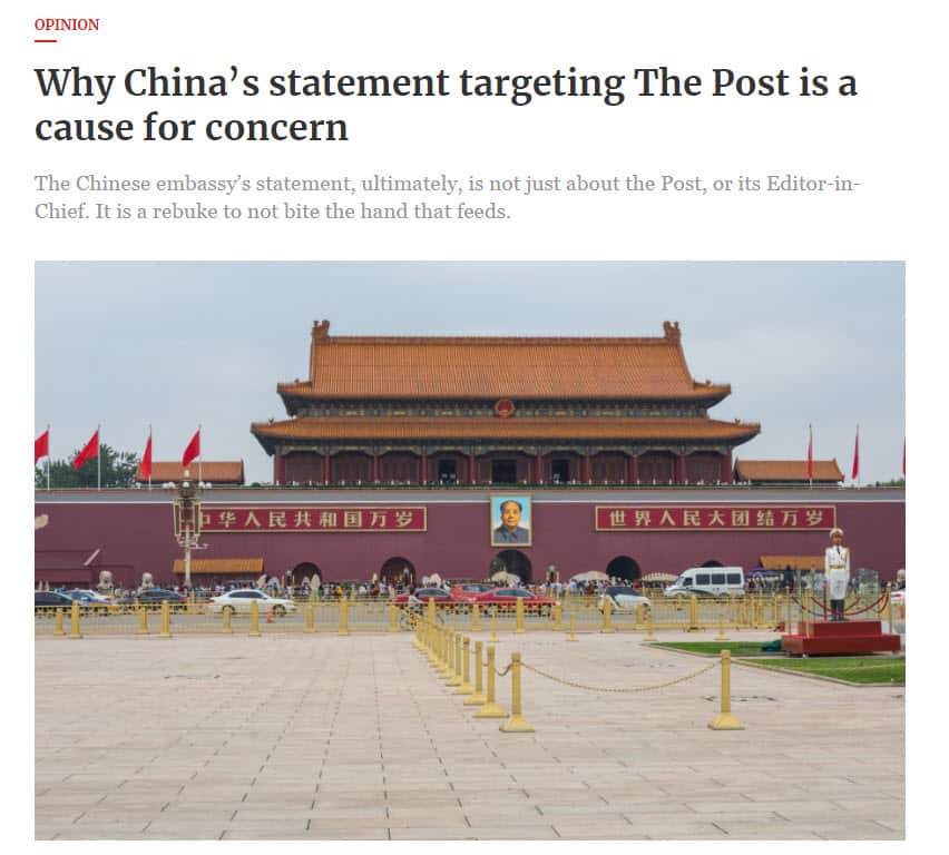 nepali media and chinese embassy spar