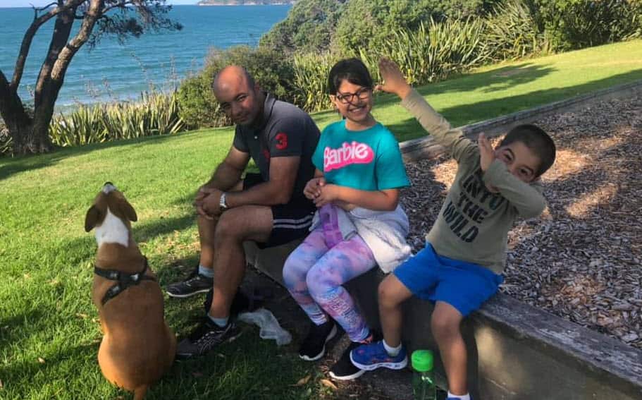 Kaz Eskerie with his children 