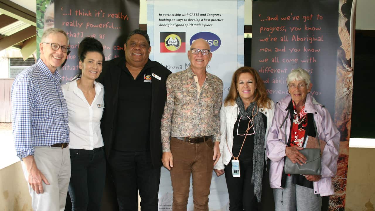 From left to right: Robert Springall (CASSE); Pamela Nathan (CASSE); Ken Lechleitner; Dr John Boffa (CAAC); Donna Ah Chee (CAAC) Anne Kantor AO (CAAC) (CASSE)