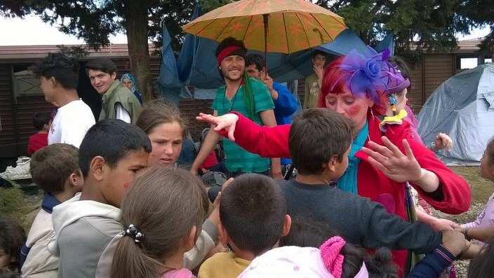 Kids at a refugee camp in Greece