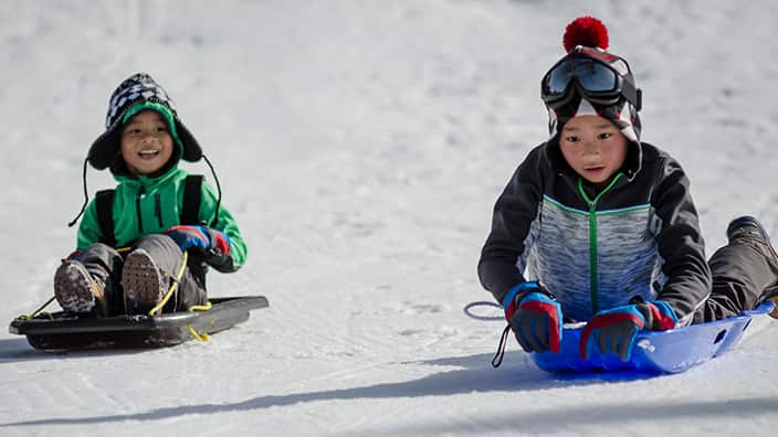 Kids Skiing on Ice in Australia
