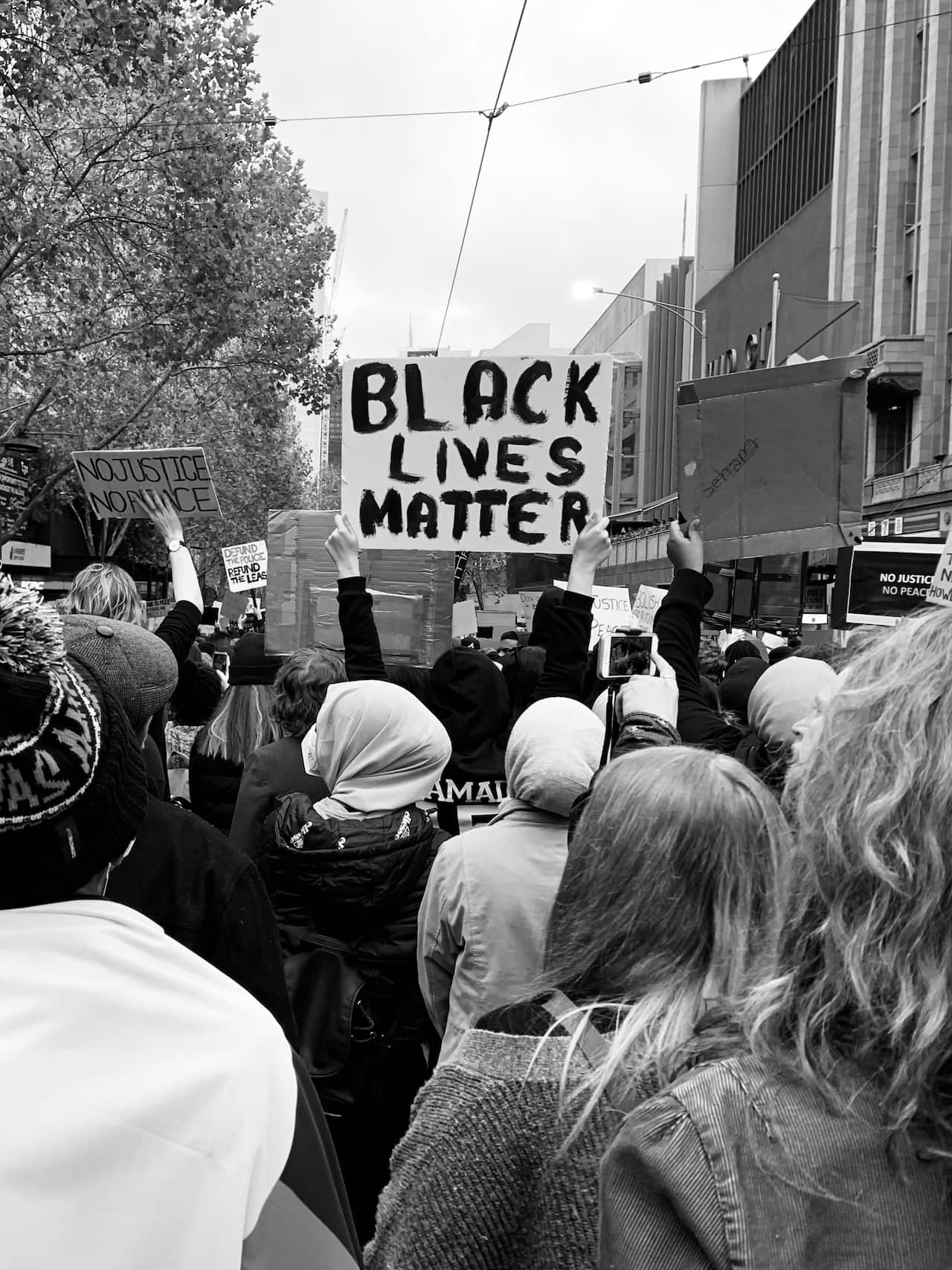 Black Lives Matter protest at the Parliament of Victoria, in Melbourne, June 11, 2020. 
