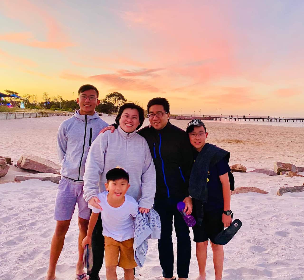 Suet Koon Lai with her husband and three boys. 