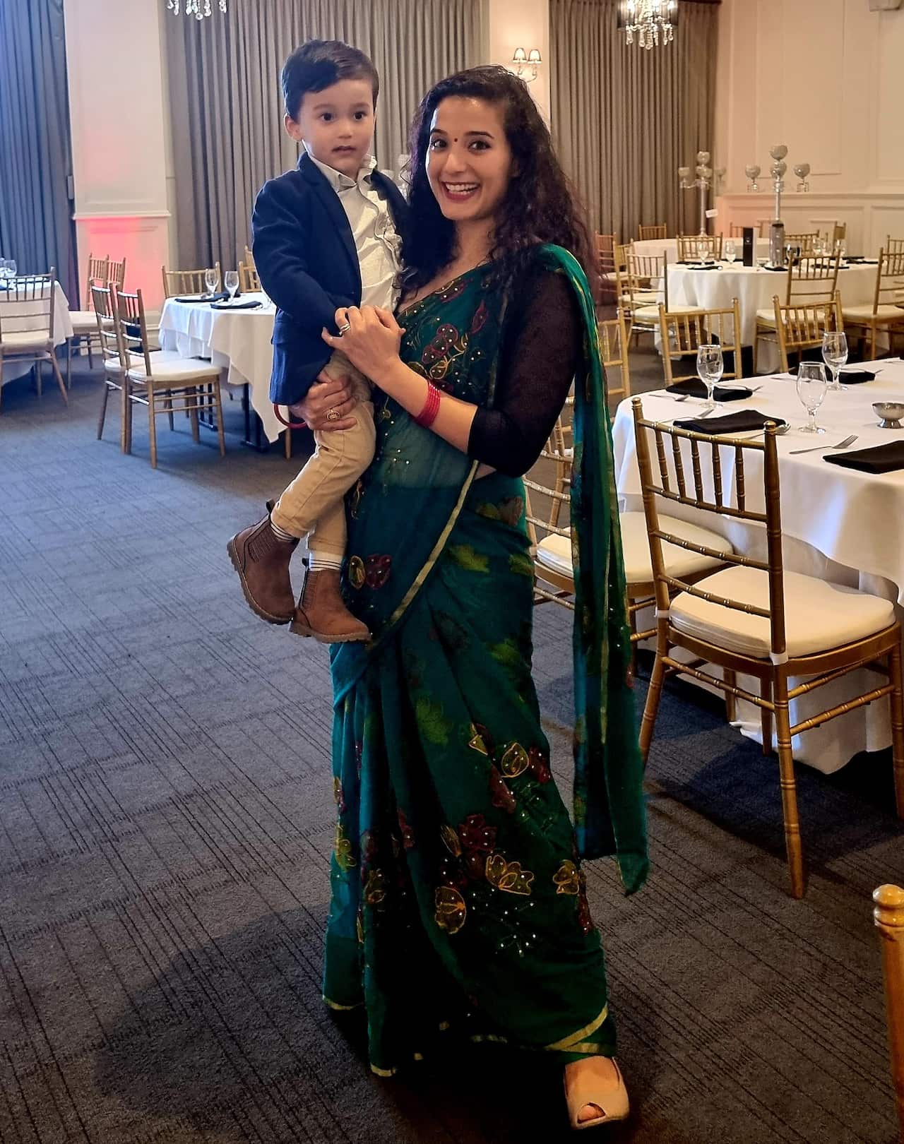 Krishtina Thapa with her son.
