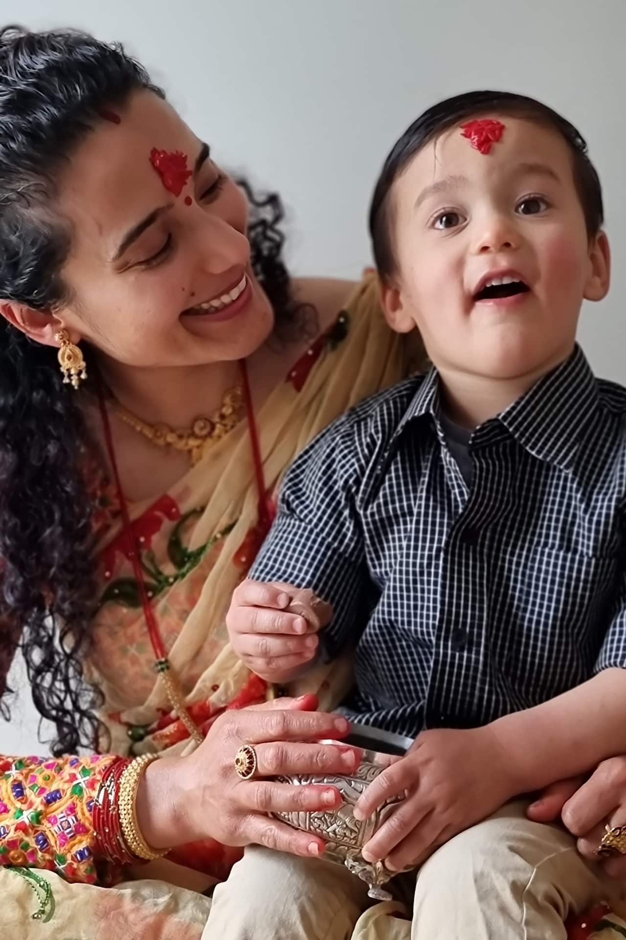 Krishtina Thapa with her son.