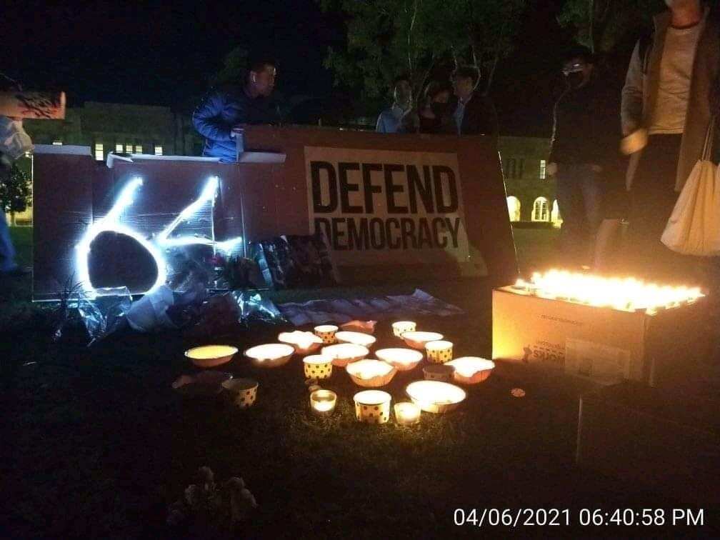 Tiananmen vigil in University of Queensland 2021.