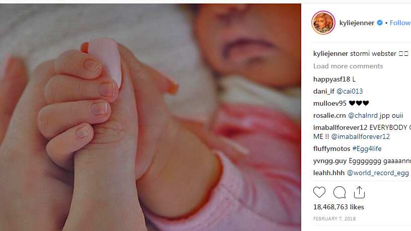 Kylie Jenner's announcement of her daughter Stormi Webster on Instagram 