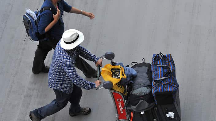 Tourists at the international airport in Sydney