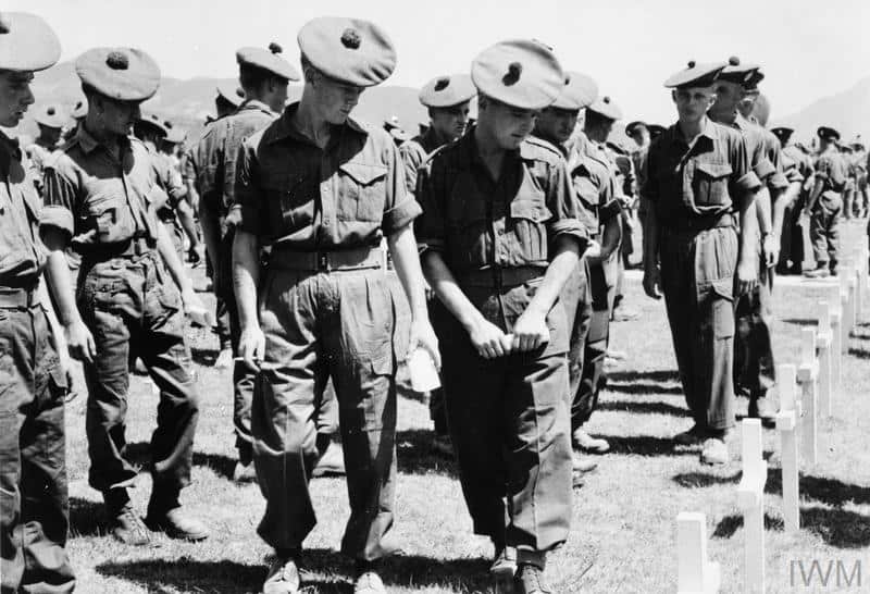 KING'S OWN SCOTTISH BORDERERS COMMEMORATION PARADE, PUSAN CEMETERY, KOREA, 12 AUGUST 1952 