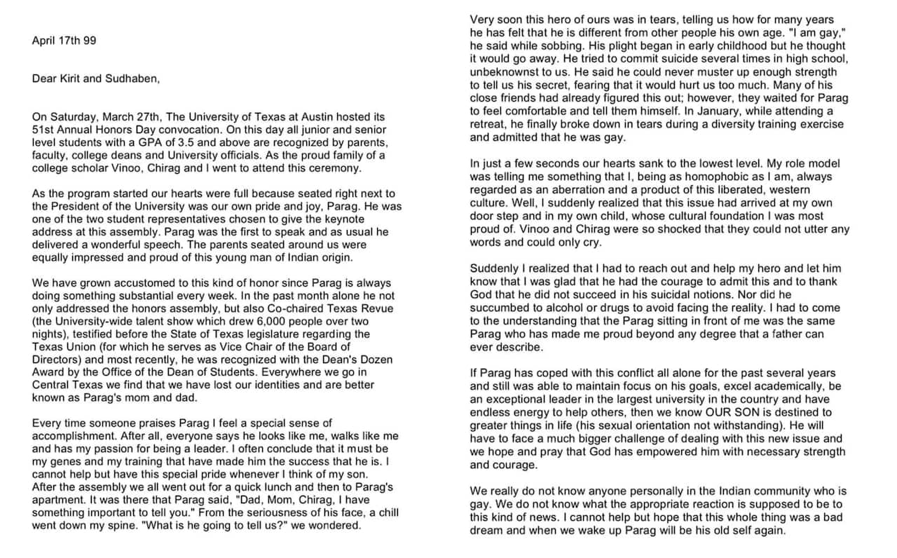 A letter Dr Mehta wrote to his closest friends