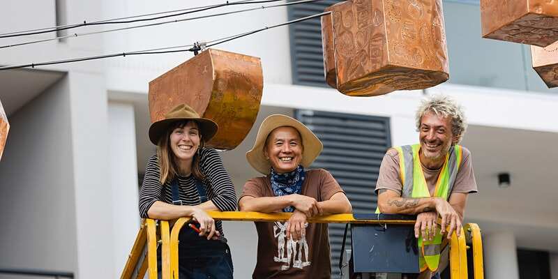 Jayanto Tan (middle) with fellow artists Alessandro Berini (right) and Selina Springett. 