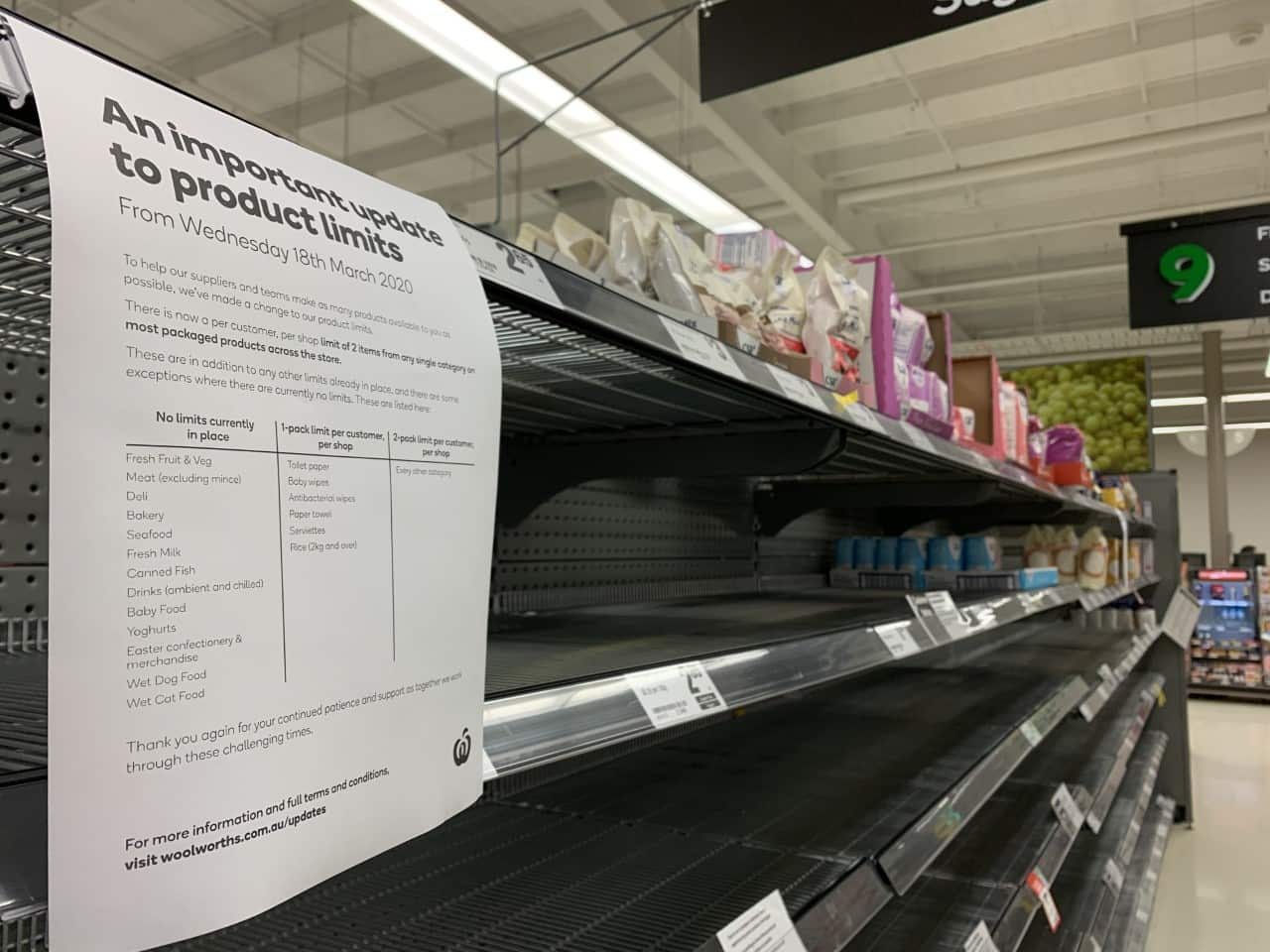 Panic buying: Woolworths limits all items sold