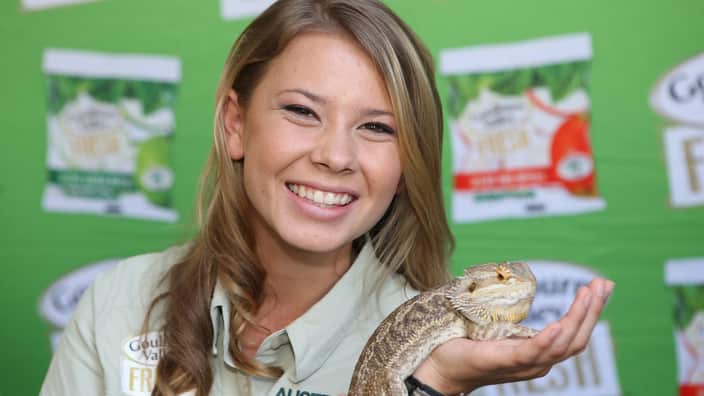 Bindi Irwin promotes a fruit based product and launch an iniitiative to promote the importance of eating two serves of fruit a day in Sydney, Monday, Feb. 18, 2013. (AAP Image/Damian Shaw) NO ARCHIVING