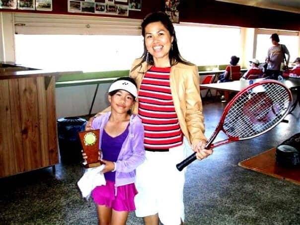 Lizette and her mum Dolly at a junior tournament where she won in Home Hill 