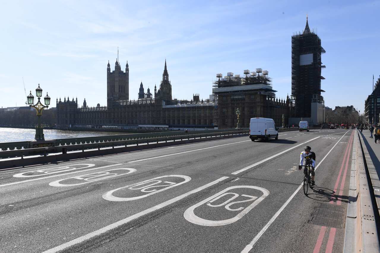 A near empty Westminster Bridge and the Houses of Parliament in Westminster, London, the day after Prime Minister Boris Johnson put the UK in lockdown to help curb the spread of the coronavirus.. Picture date: Tuesday March 24, 2020. See PA story HEALTH C