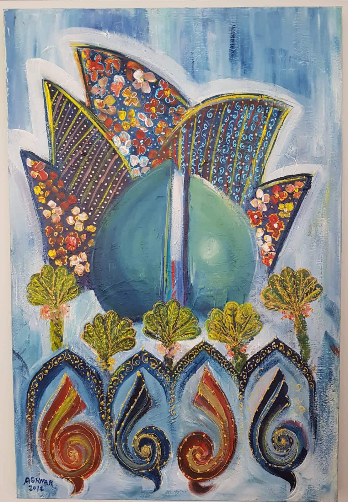 لوحة بغداد سيدني من رسم الفنة التشكيلية أغنار نيازي 