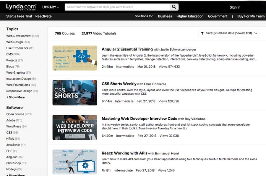 Lynda.com screen shot