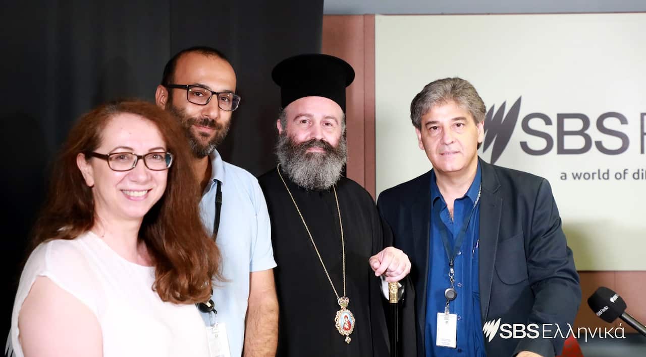Archbishop Makarios at SBS offices in Sydney