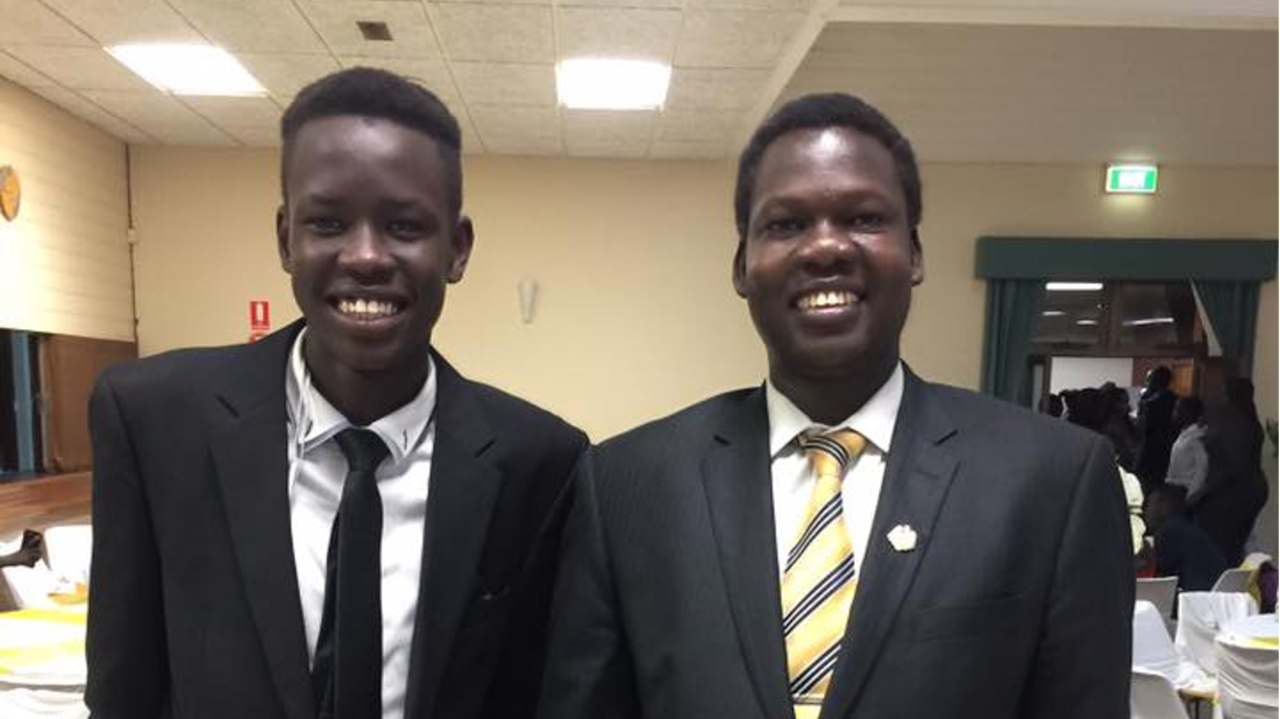 Deng with his uncle Makuac Mabior who facilitated his coming to Australia 