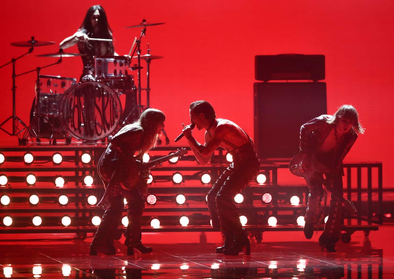 Un'immagine dell'esibizione della band romana sul palco di Rotterdam