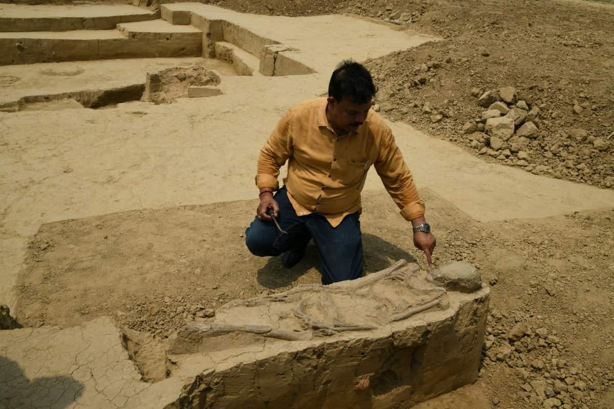 Dr S K Manjul at the excavation site