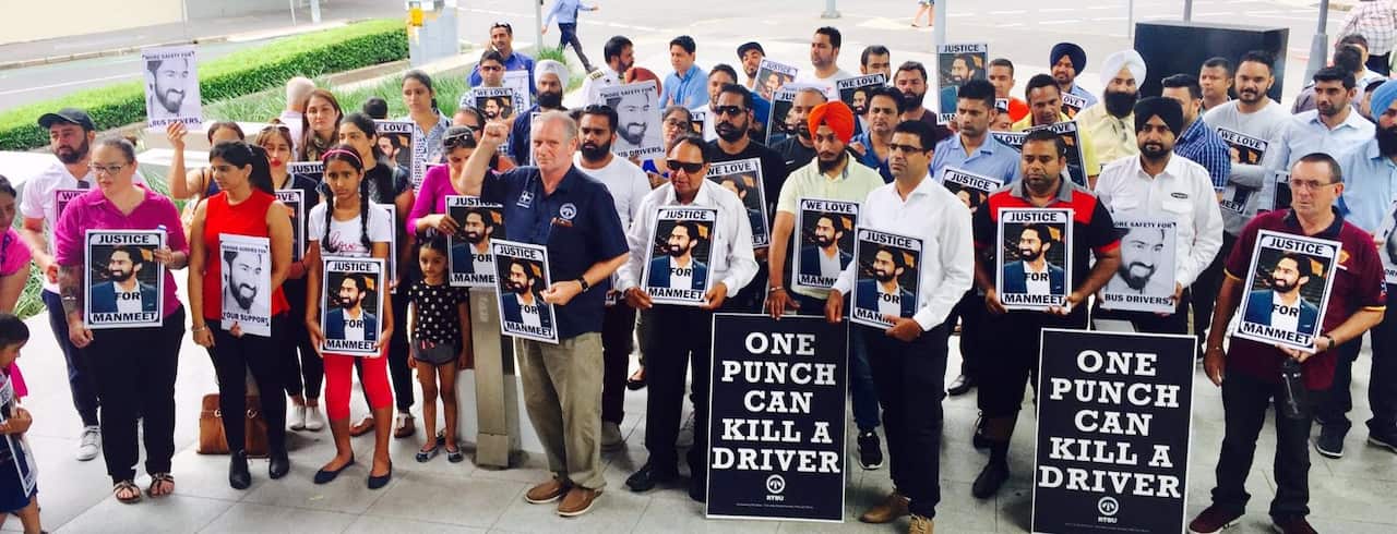 Manmeet's supporters rallying peacefully outside Brisbane Magistrates court on January 23, when the case was mentioned in court