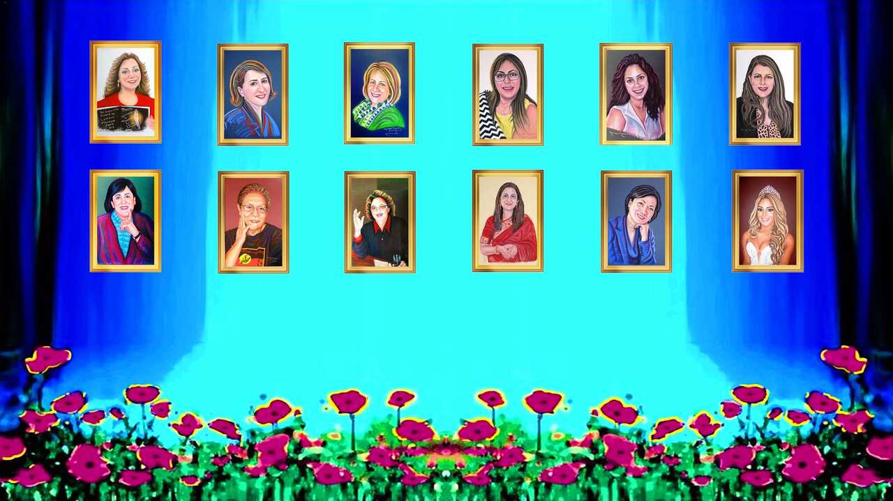 Marcelle Mansour's participating artwork of “Brilliant Women Faces” at the J. Mane Gallery exhibition