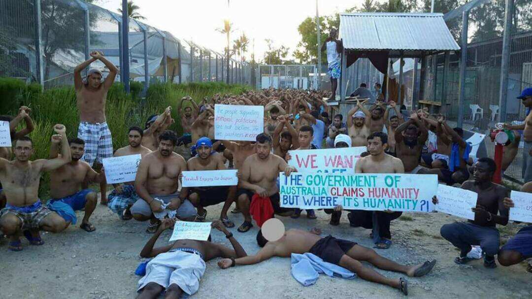 Protests inside the Manus Island detention centre