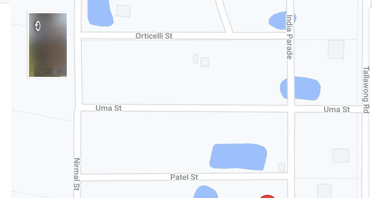 A map of India Parade, Uma St and Patel St in Rouse Hill suburb in Sydney.